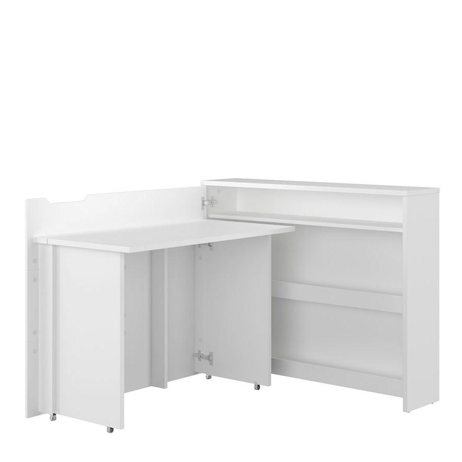 White L-shaped desk on a white background