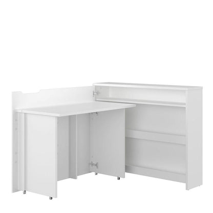 White L-shaped desk on a white background