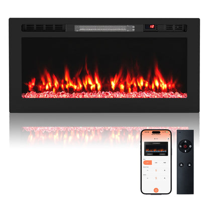 WiFi-Enabled Electric Fireplace Compatible with Alexa and Google Assistant-M