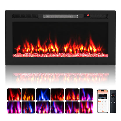 WiFi-Enabled Electric Fireplace Compatible with Alexa and Google Assistant-M