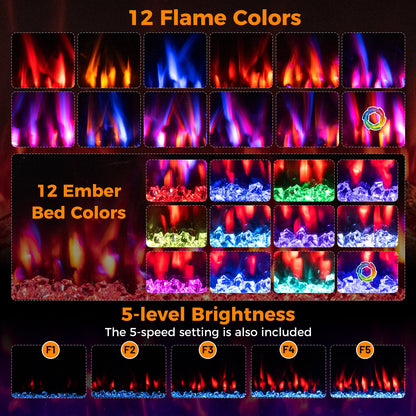 WiFi-Enabled Electric Fireplace Compatible with Alexa and Google Assistant-M