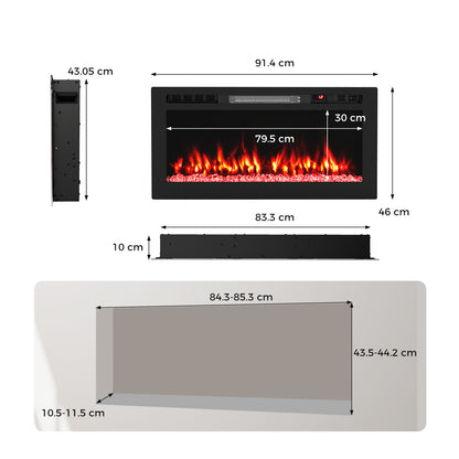 WiFi-Enabled Electric Fireplace Compatible with Alexa and Google Assistant-M