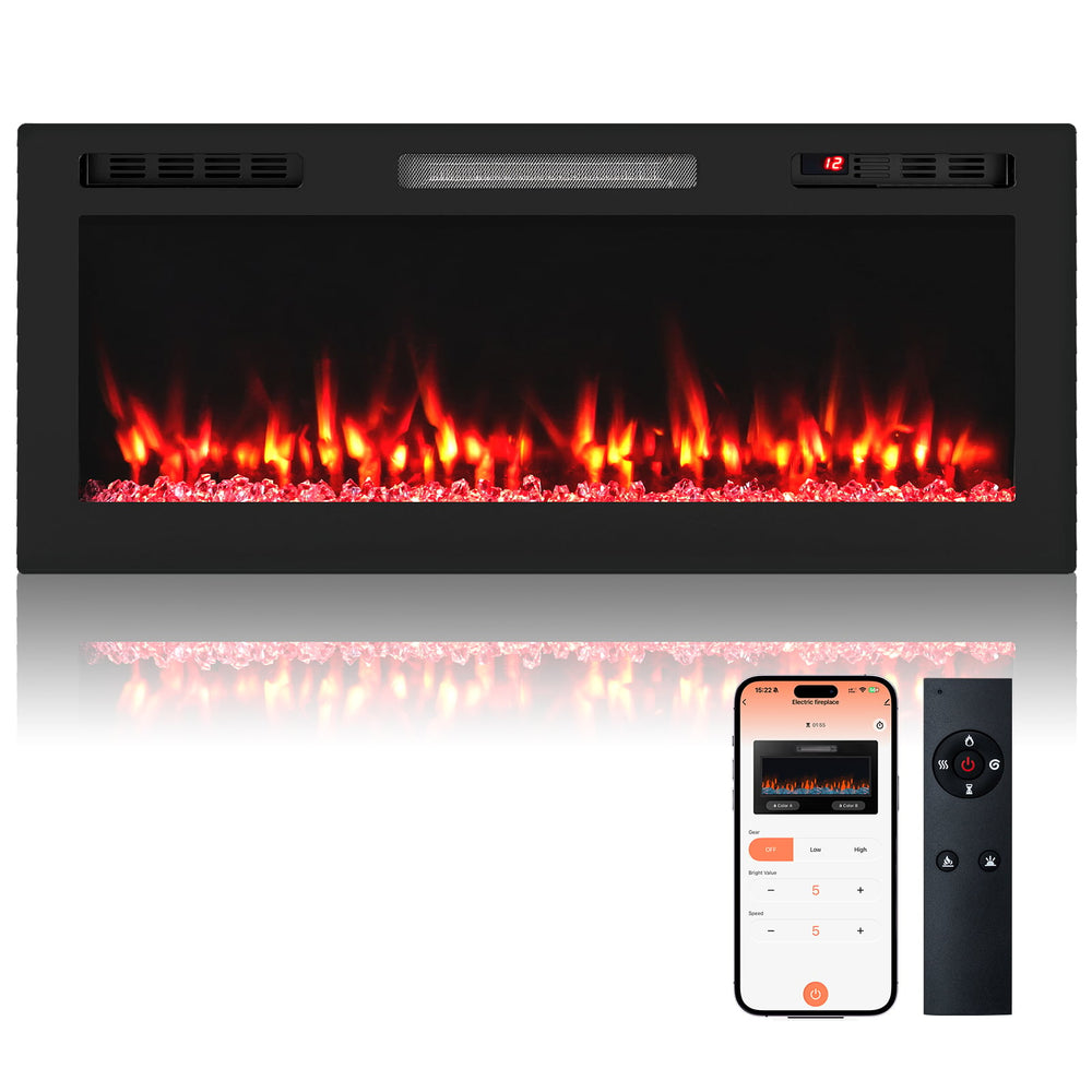 WiFi-Enabled Electric Fireplace Compatible with Alexa and Google Assistant-L