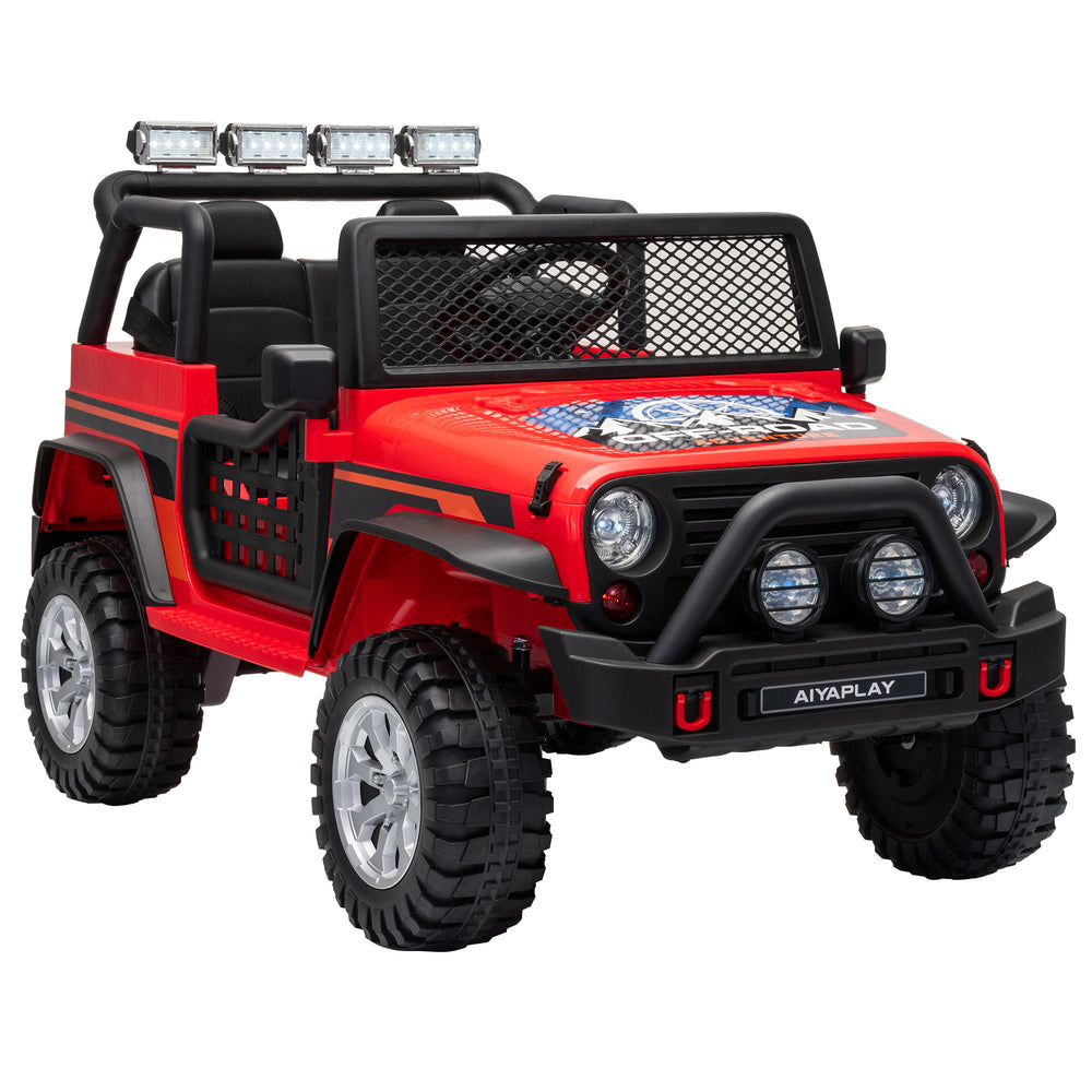 AIYAPLAY 12V Kids Electric Ride on Car with 2 Motors, Remote Control, Soft Start, Four-Wheel Suspension, Seat Belt