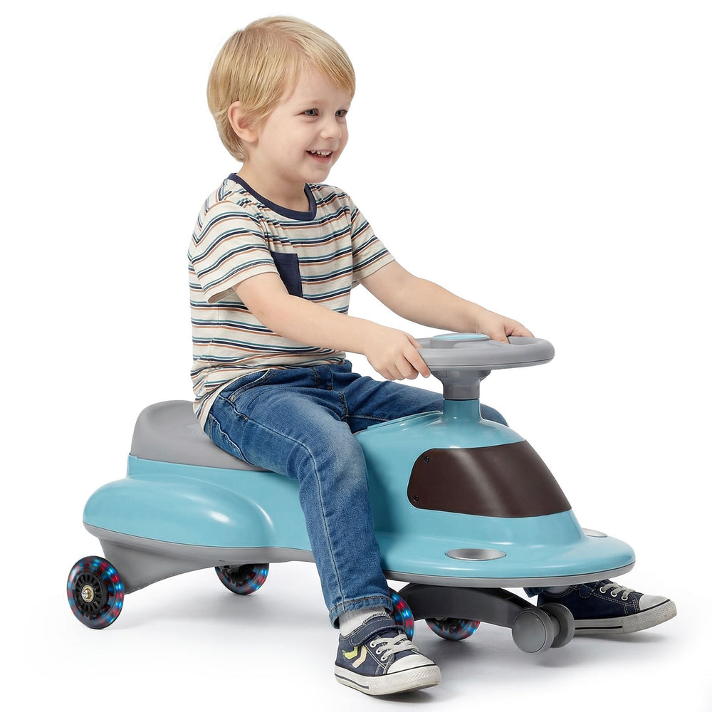 Wiggle Car with Under-seat Storage and LED Flashing Wheels-Blue