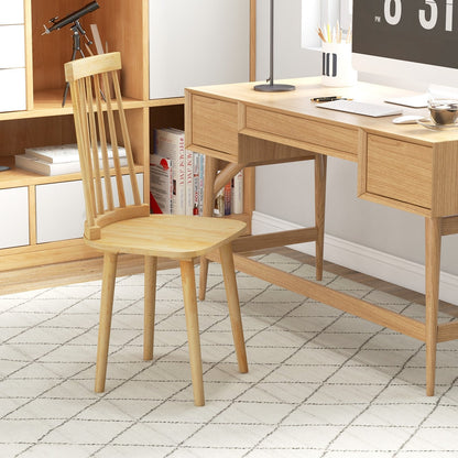 Windsor Dining Chairs Set of 2 with Natural Rubber Wood Legs and Non-slip Foot Pads-Natural