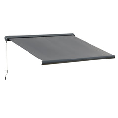 Outsunny 3 x 2.5m Electric Awning with Remote Controller, Aluminium Frame DIY Retractable Awning, UV50+ Sun Shade Canopy for Garden Patio Deck Door Window, Grey