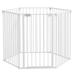 PawHut 6 Panels Foldable Dog Playpen, Puppy Pen Crate with Door - White