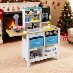 Wood Medical Center Toy Set with Blackboard and Pet Scale for Boys Girls-White