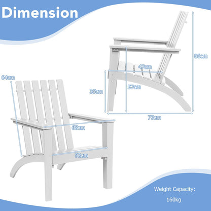 Wood Adirondack Chair with Solid Acacia Wood and 160KG Weight Capacity-White