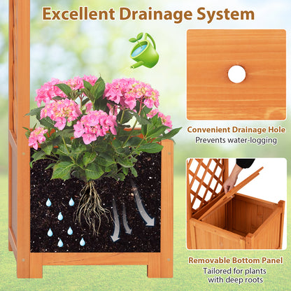 201 cm Tall Wood Garden Arbor with Planter Boxes for Climbing Plants-Yellow