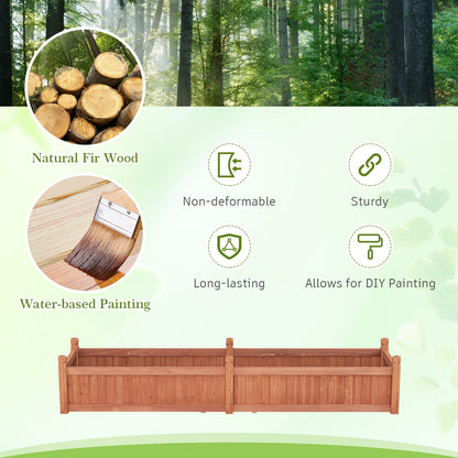Wood Raised Garden Bed with Divider and Drainage System-Rustic Brown