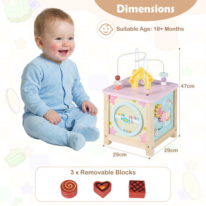 Wooden Activity Cube Montessori Sensory Toys for 18+ Months Toddlers