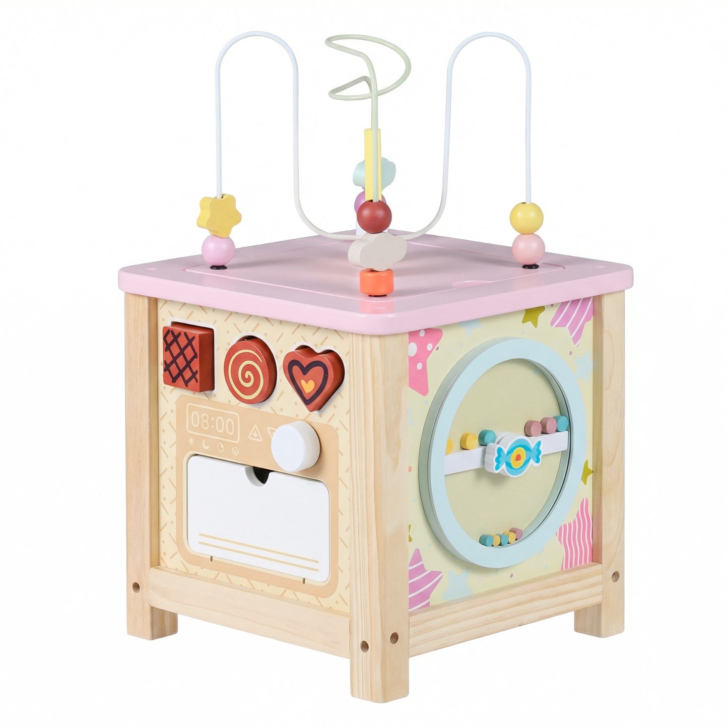 Wooden Activity Cube Montessori Sensory Toys for 18+ Months Toddlers