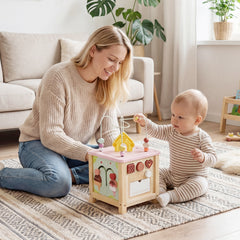 Wooden Activity Cube Montessori Sensory Toys for 18+ Months Toddlers