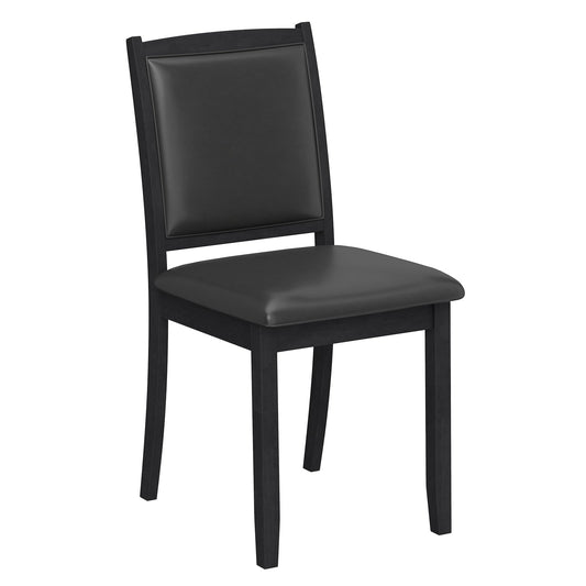 Wooden Dining Chair with Padded Seat and Backrest for Kitchen Dining Room-Black
