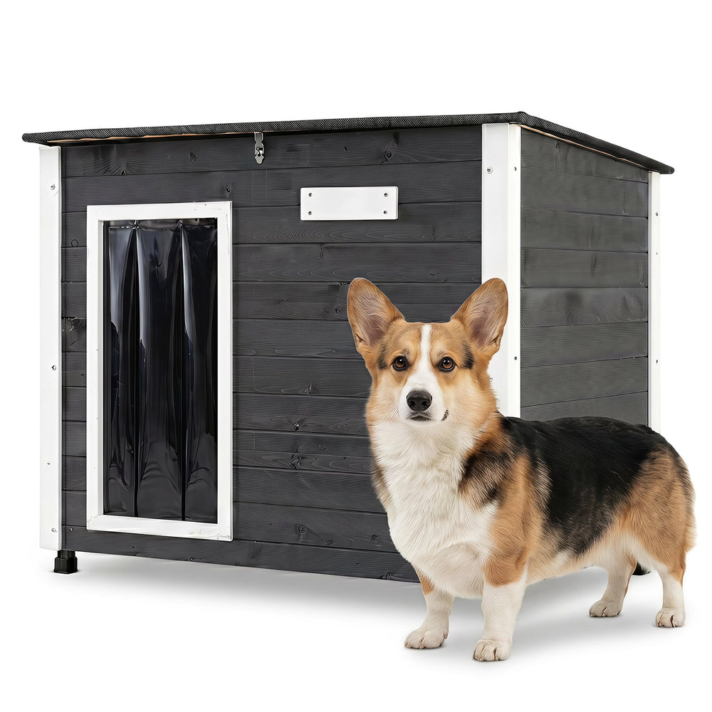 Wooden Dog House Outdoor with Natural Spruce Wood Frame-S