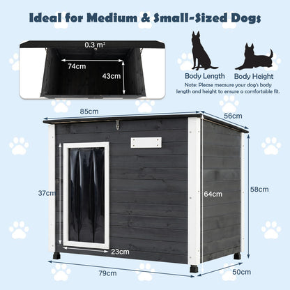 Wooden Dog House Outdoor with Natural Spruce Wood Frame-S