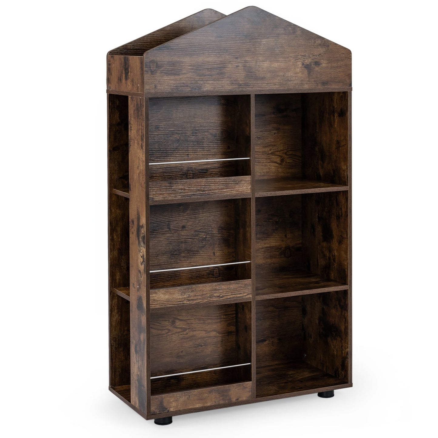Wooden Kids Bookshelf and Toy Storage with Multiple Compartments-Coffee