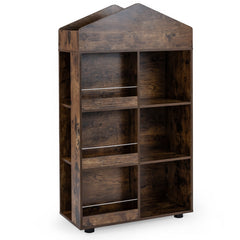 Wooden Kids Bookshelf and Toy Storage with Multiple Compartments-Coffee