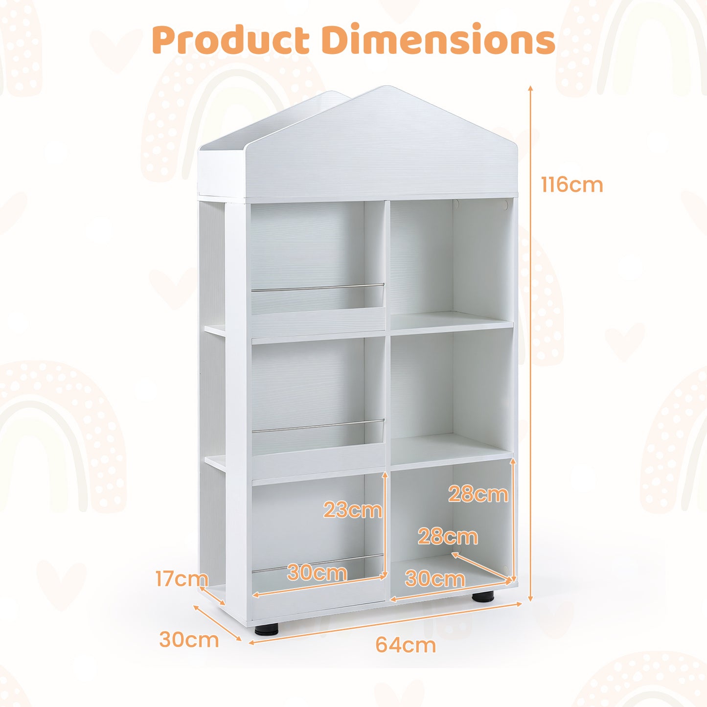 Wooden Kids Bookshelf and Toy Storage with Multiple Compartments-White