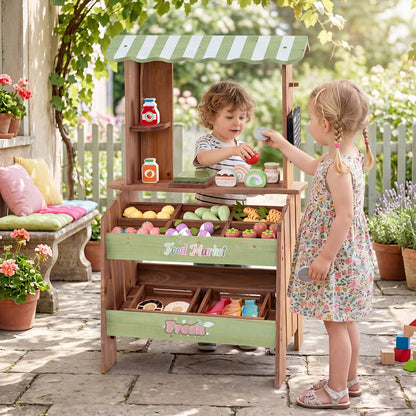 Wooden Kids Grocery Store Playset with Chalkboard