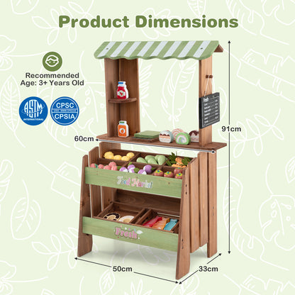 Wooden Kids Grocery Store Playset with Chalkboard