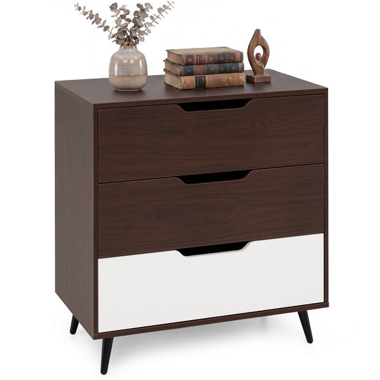Wooden Nightstand with Anti Tipping Kits and Tall Storage for Living Room-Brown