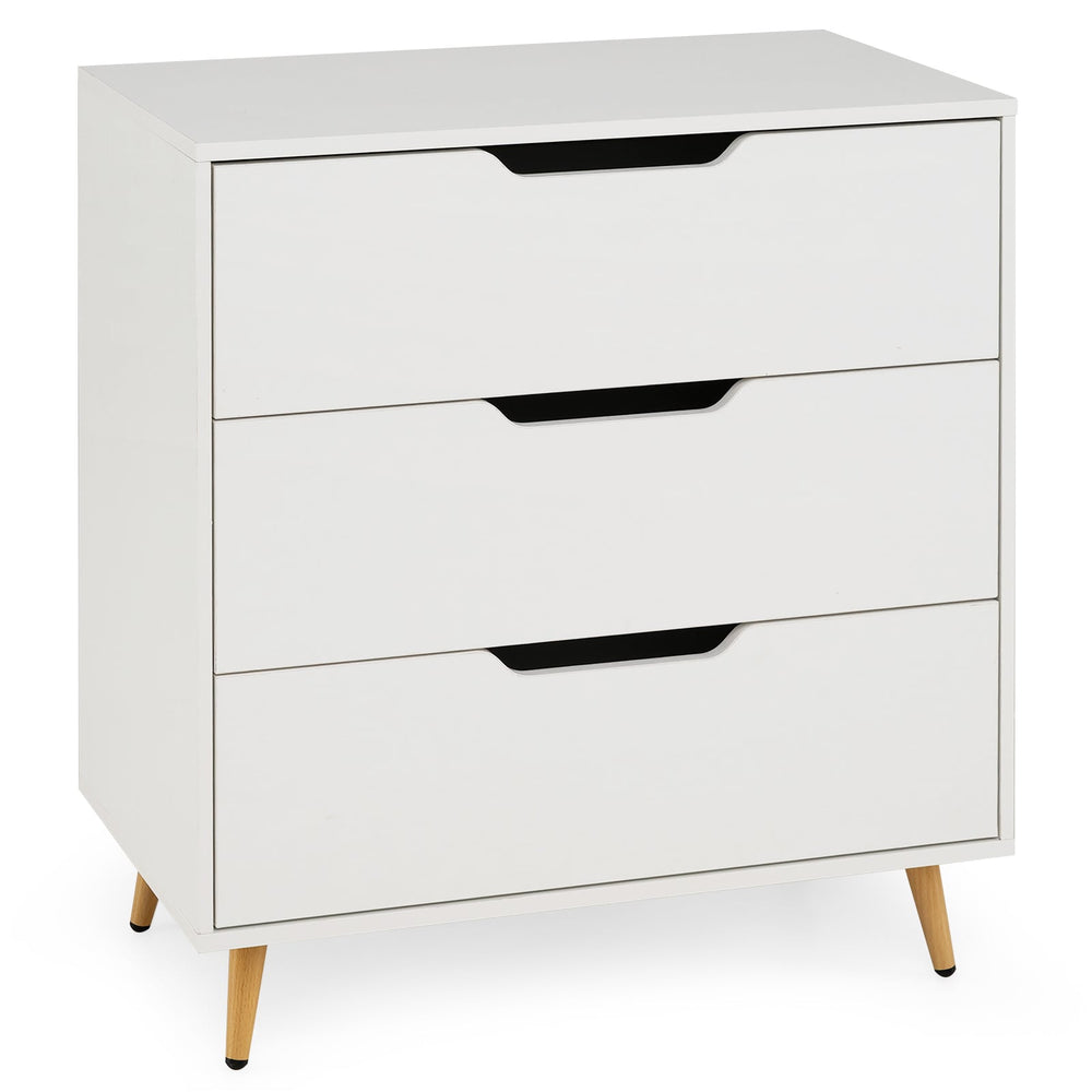 Wooden Nightstand with Anti Tipping Kits and Tall Storage for Living Room-White