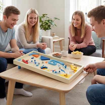 Wooden Pinball Machine Scoring Rotating Track Tabletop Game with 3 Balls
