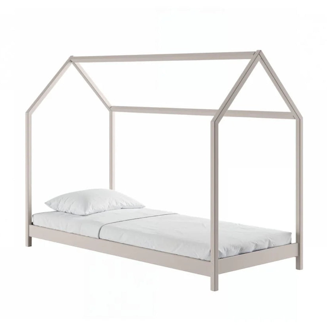 House-shaped bed frame on a white background