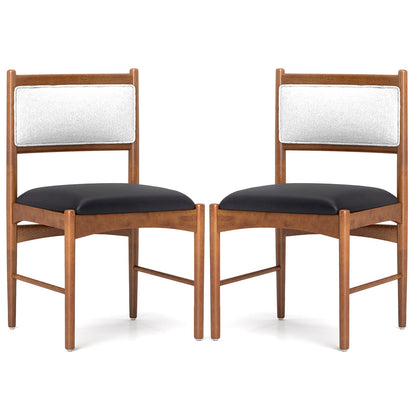 Wooden Dining Chair with Rubber Wood Frame Set of 2-Walnut