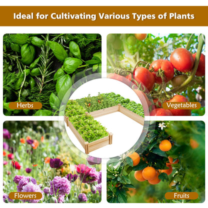 Wooden Raised Flowers Box for Backyard and Patio and Garden-Natural