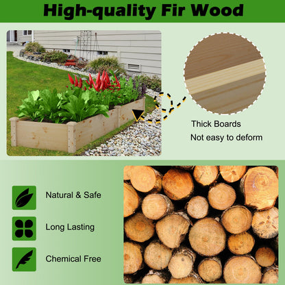 Wooden Raised Garden Bed for Vegetables Flowers Herbs-Natural