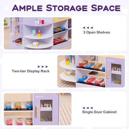Kids Wooden Grocery Store Supermarket Play Toy Set-Purple