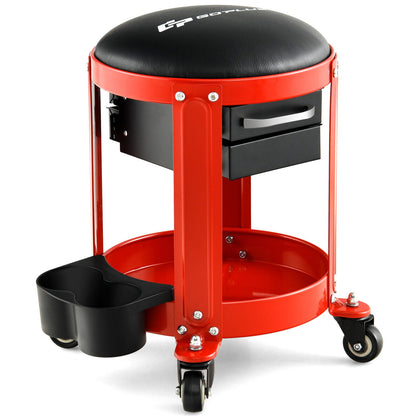 Rolling Mechanic Stool with Removable Padded Seat and Drawers