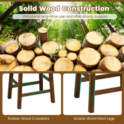 Faux PU Leather Counter Height Stools Set of 2 with Woven Curved Seat-Black &amp; Brown