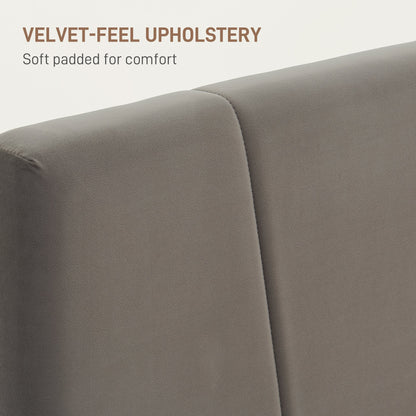 HOMCOM King Size Bed Frame with Velvet-Feel Headboard 161W x 208D x 121Hcm, Grey