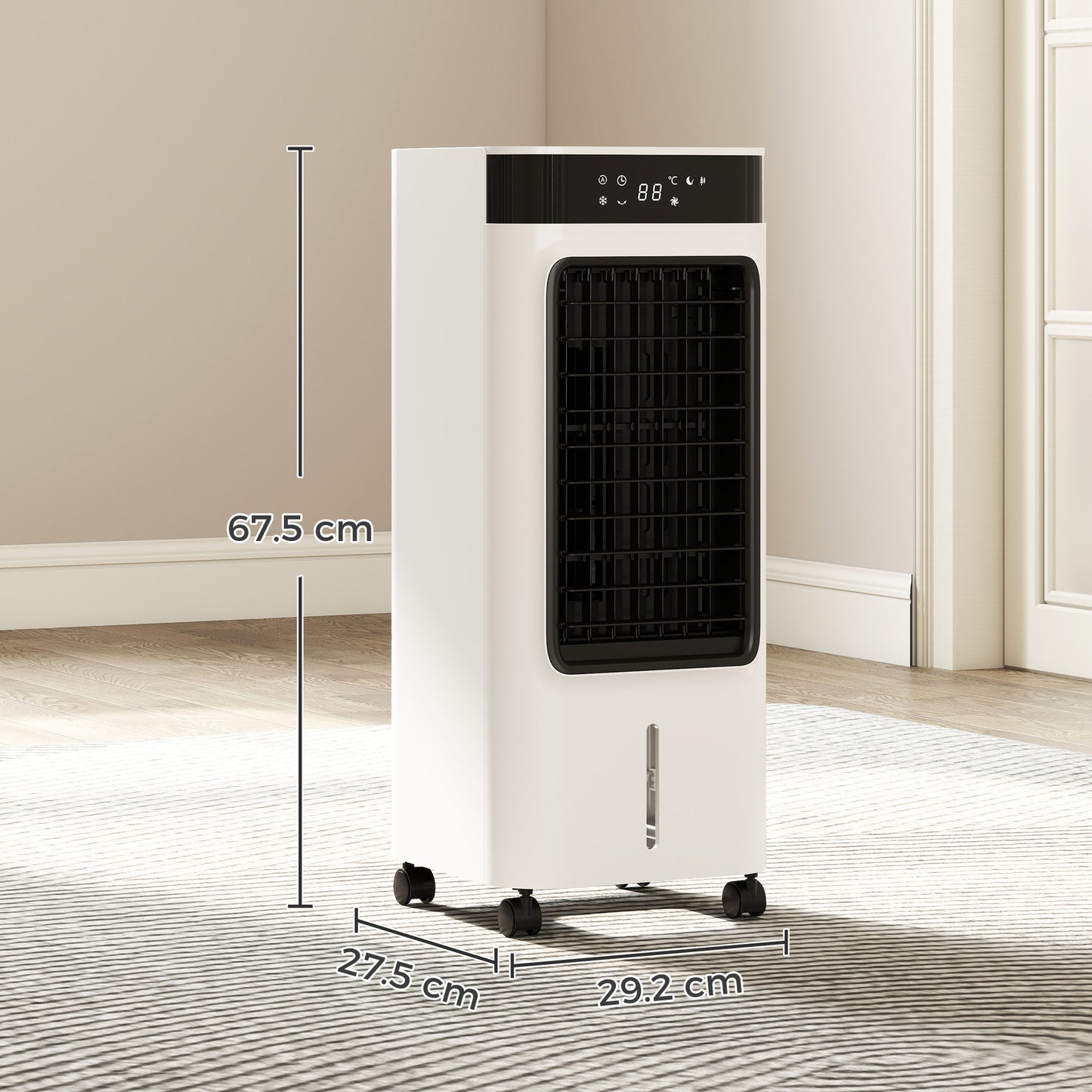 HOMCOM Portable Air Cooler, 3-In-1 Evaporative Air Cooler with 7 Litre Water Tank, 48° Oscillation, White