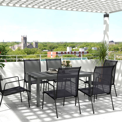 Outsunny Aluminium Extending Garden Table with Slatted Top for 6-8 Person, 160/220 x 90 x 73 cm, Grey