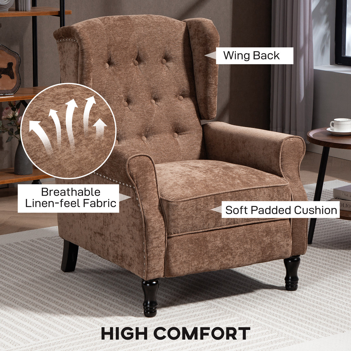 HOMCOM 150° Reclining Vintage Armchair, with footrest - Brown