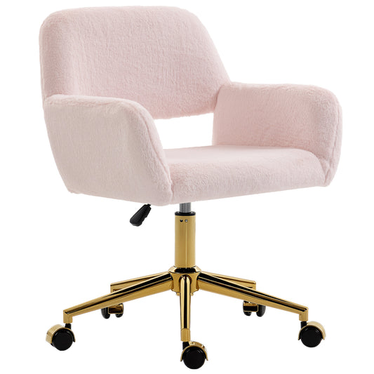 HOMCOM Faux Fur Rabbit Chair - Light Pink