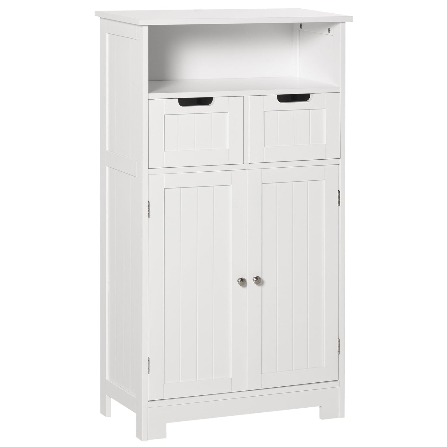 kleankin Bathroom Cabinet, Free Standing Bathroom Storage Cabinet with 2 Drawers and Adjustable Shelf, Small Bathroom Storage Unit, White
