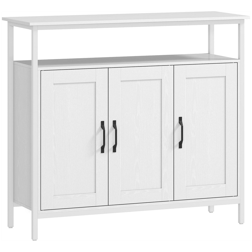 HOMCOM Industrial Kitchen Sideboard with Open Shelf, 2 Cabinets, Adjustable Shelves for Living Room, Dining Room, White