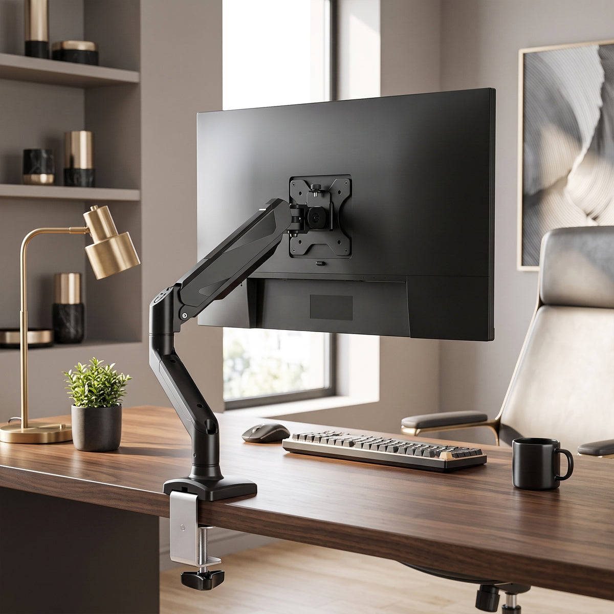 HOMCOM Monitor Stand up to 32" Height Adjustable Monitor Riser with Tilt & Swivel