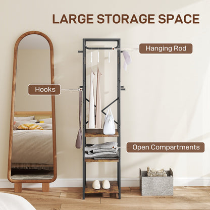 HOMCOM Multi-Storage Clothes Rack - Brown/Black
