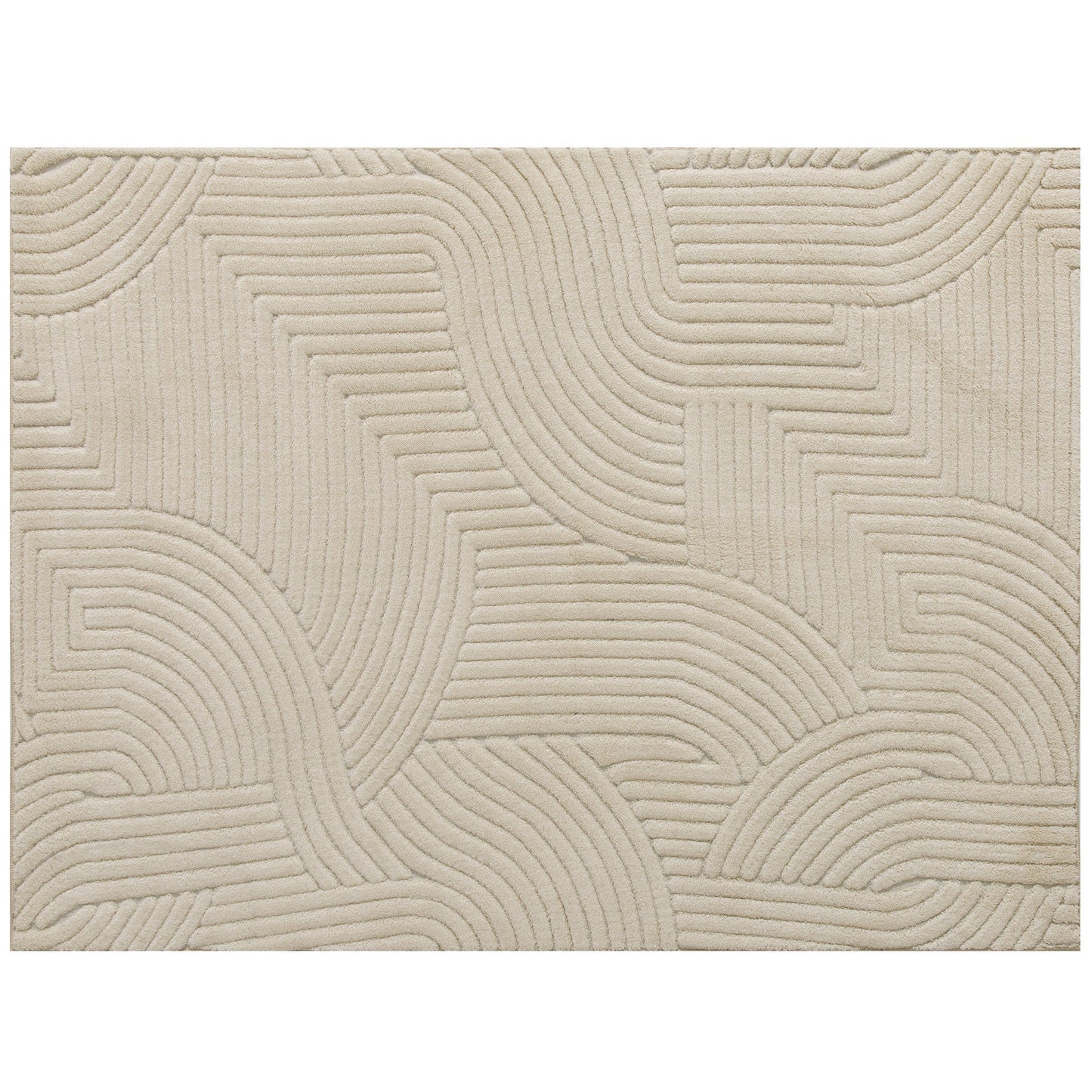 HOMCOM Modern Geometric Rug, Thick & Plush, Non-Slip, 230 x 160 cm - Cream, Living Room/Bedroom/Office