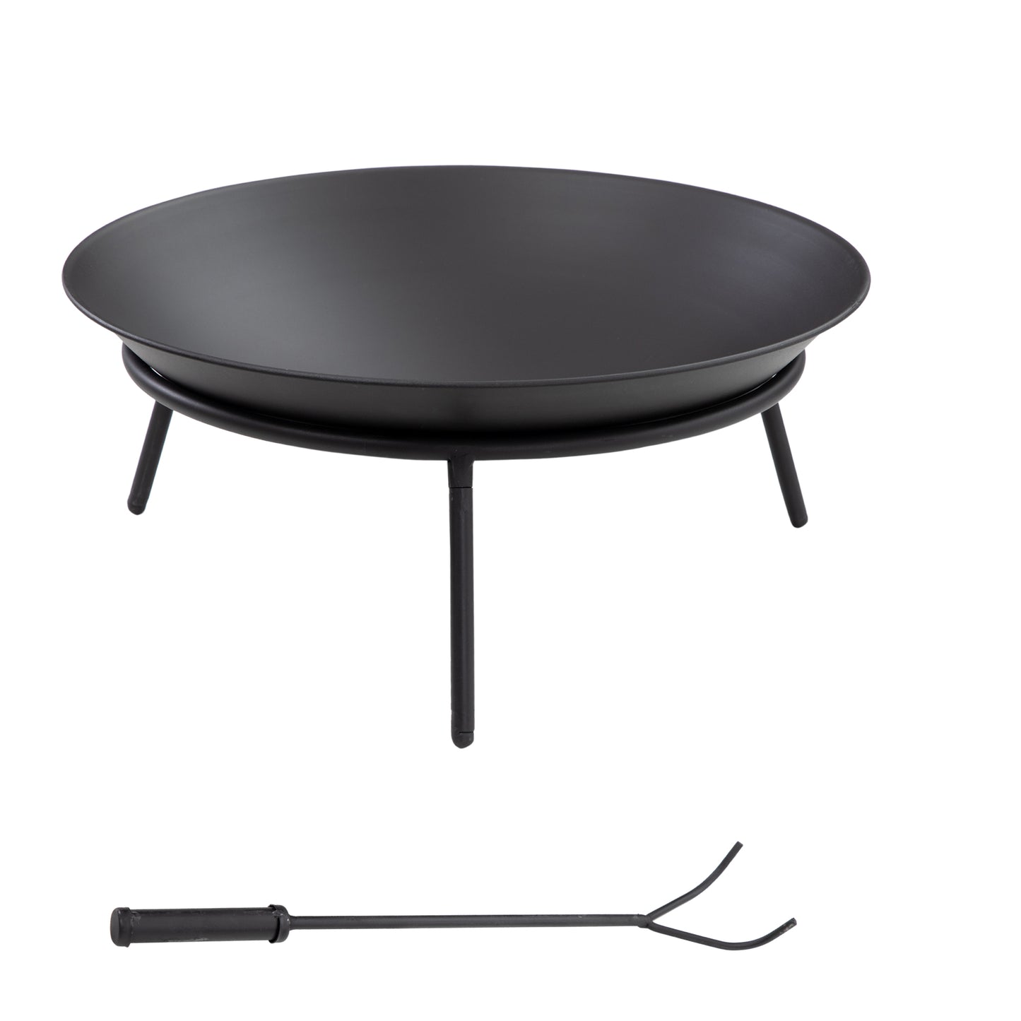 Outsunny Outdoor Fire Pit, Portable Round Firepit with Poker, for Garden, Camping, Bonfire, Picnic, Dia. 47 x 21 cm, Black