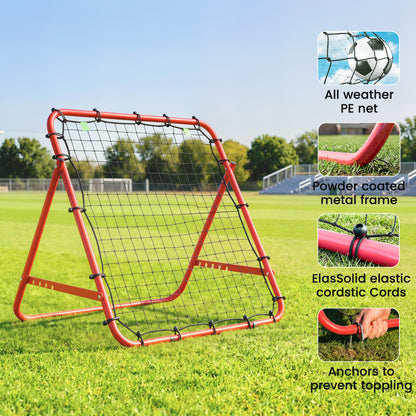 HOMCOM Adjustable Rebounder Net Kickback Target Goal for Teens Adults Training, Red