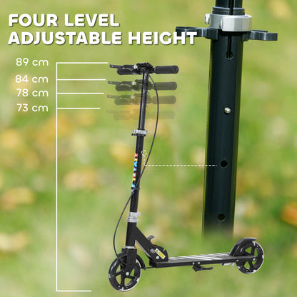 AIYAPLAY Scooter for Kids Aged 3-8 Years, with Adjustable Handle, Two Light Up Wheels, Handbrake, Rear Brake, Black